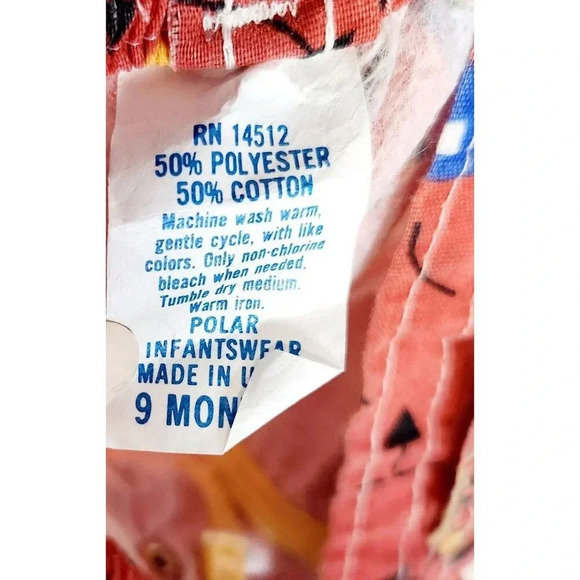 Vtg Polar Infantswear Boy Romper Cars Sun Suite 9 Months Made In USA - Picture 4 of 4